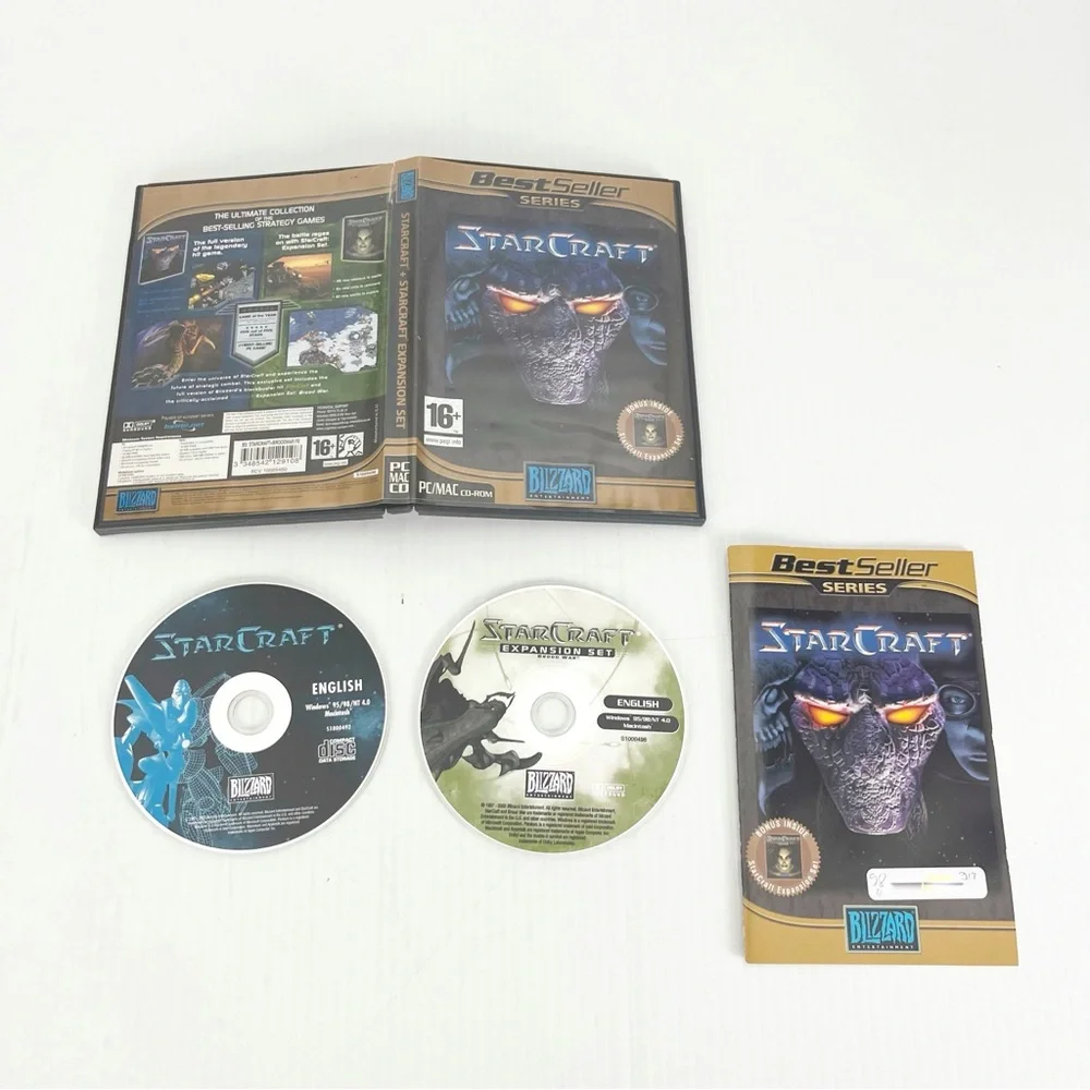 Vintage StarCraft & Brood War Expansion Set Video Game for PC with Manual